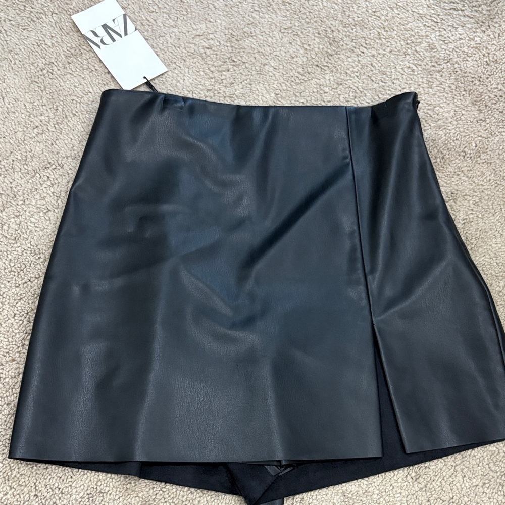 Black Faux Leather Mini Skirt